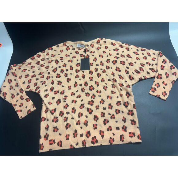 Naadam NWT 100% Cashmere Crewneck Print Sweater‎ Brown Size Small - Picture 1 of 4